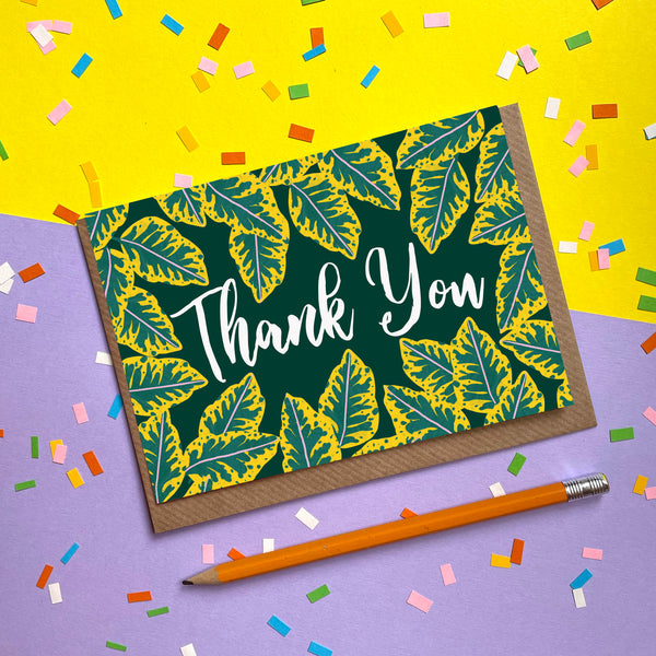 Thank You - Pink Calathea - Greetings Card