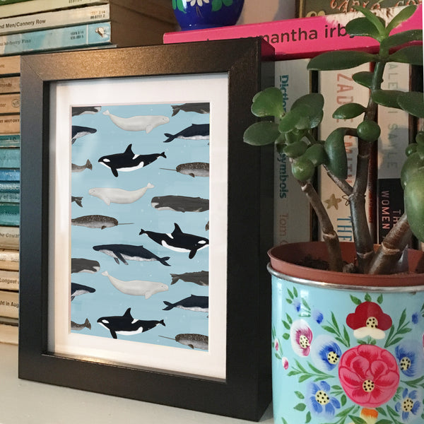 Whales - Framed Mini Print