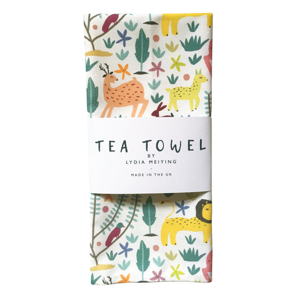 The Lion and the Hare (White)  - Tea Towel